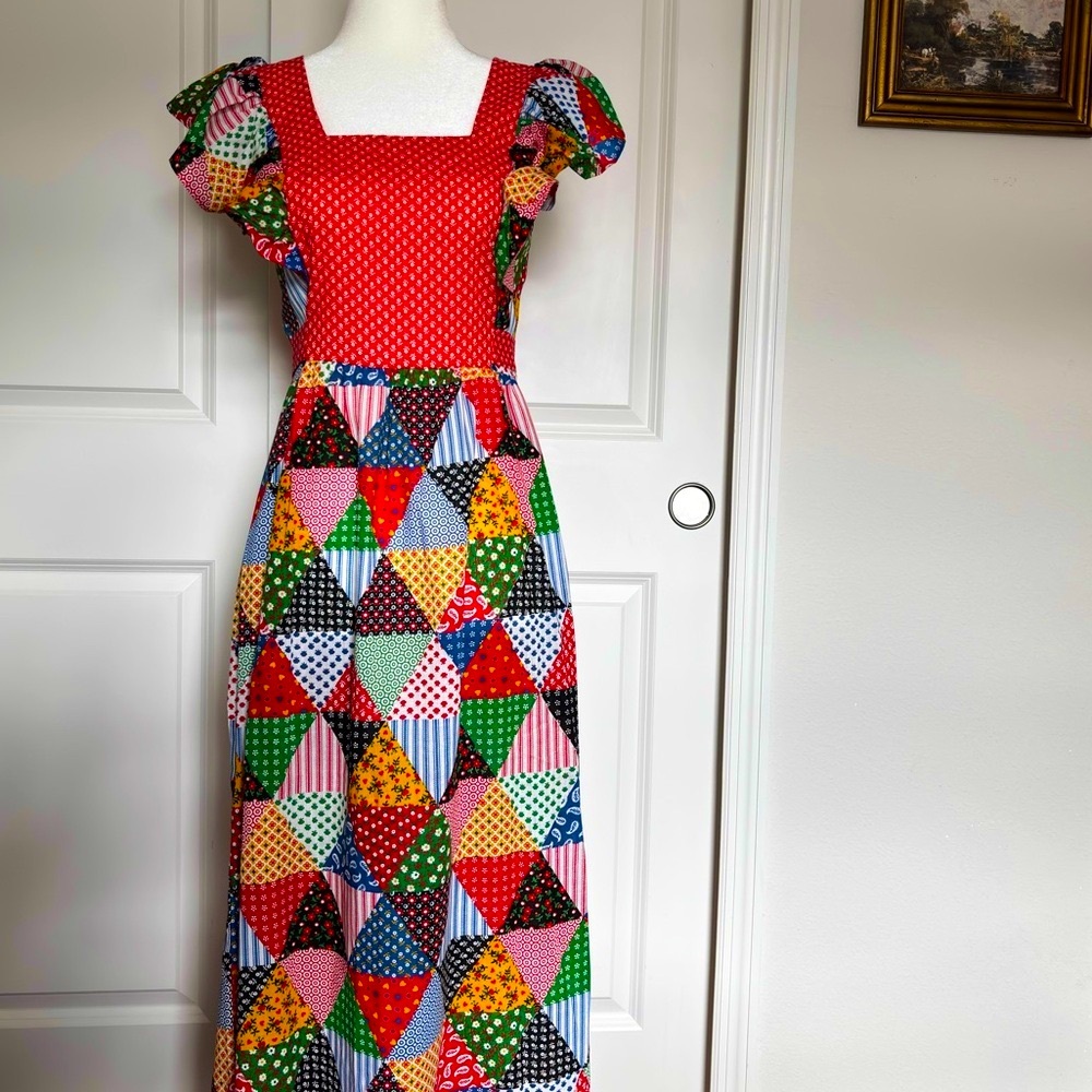 OOAK Vintage Gilead patchwork dress quilt Dress size small patterned